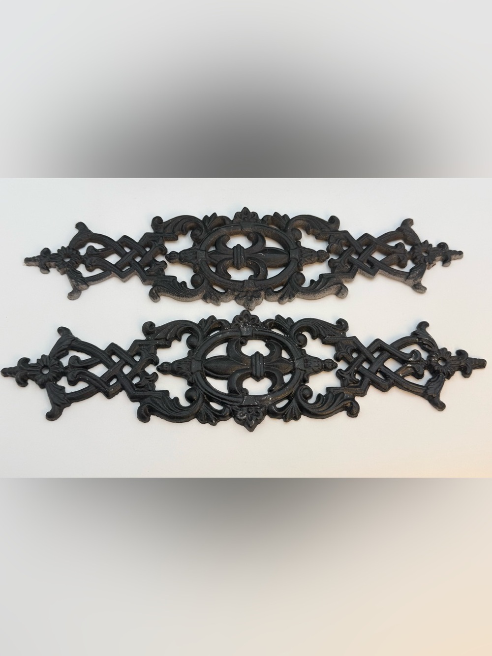 Antique Victorian Cast Iron Fleur De Lis Push Plate Door Guard